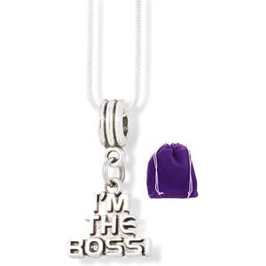 Boss Necklace - I'm the Boss Text Charm Snake Chain Pendant